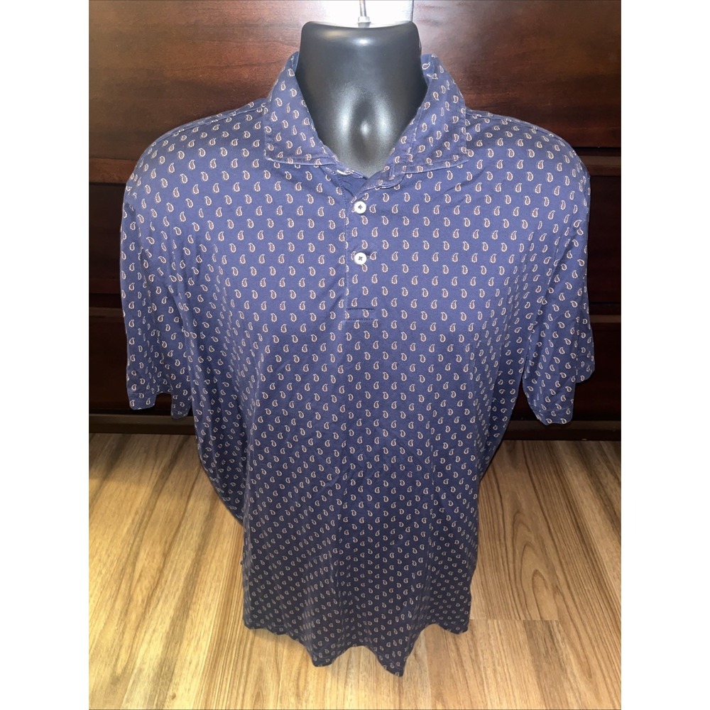 Polo Golf Ralph Lauren Polo Shirt Mens Size XL Blue Floral Paisley Short Sleeve